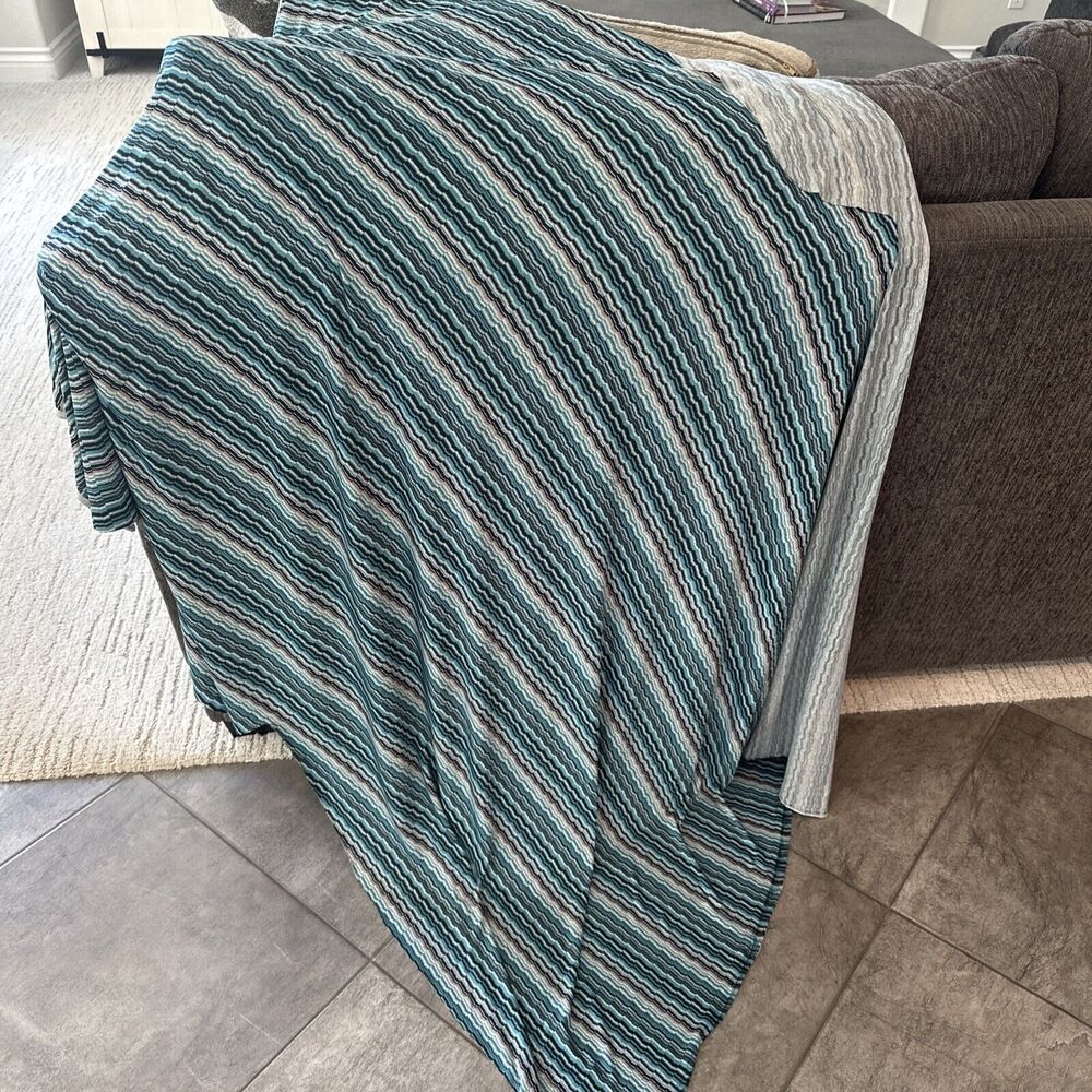 2 YARDS, 52" wide Fabric Quality Stretch Lightweight Zig Zag Blue Black‎ Gray